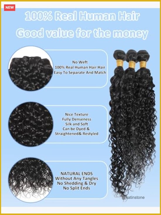70g Water Wave Human Hair Bundles 16 18 20 Inch Brazilian Virgin Hair 3 Bundles main image 4